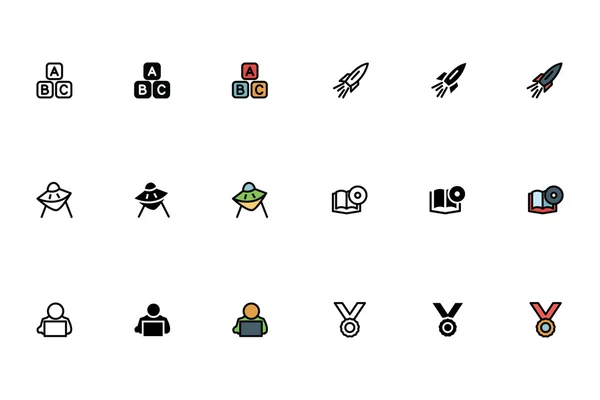 Education Outline, Filled and Colored Icons 6 — стоковий вектор