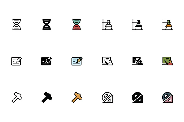 Education Outline, Filled and Colored Icons 4 — Διανυσματικό Αρχείο