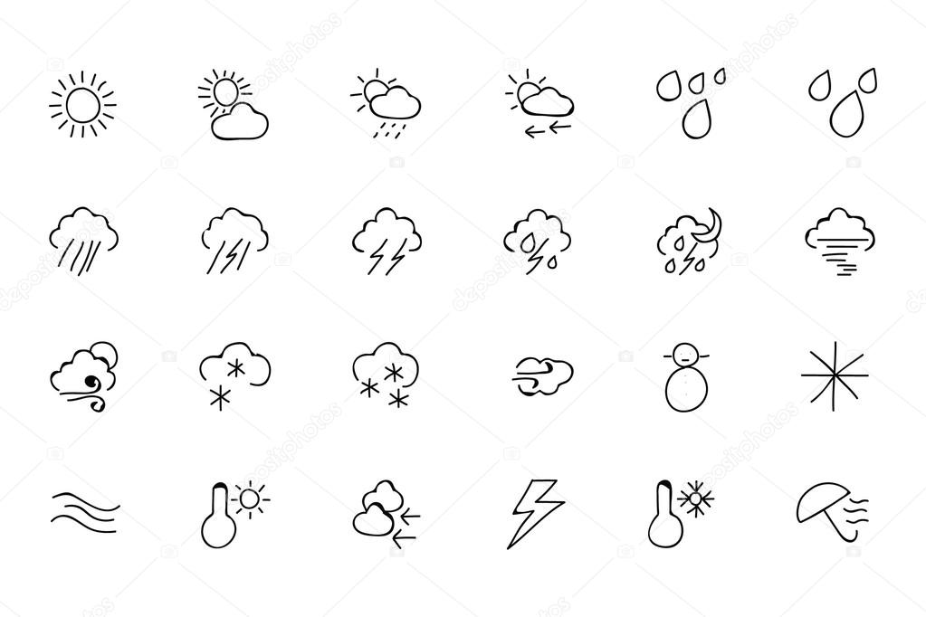 Weather Hand Drawn Doodle Icons 2