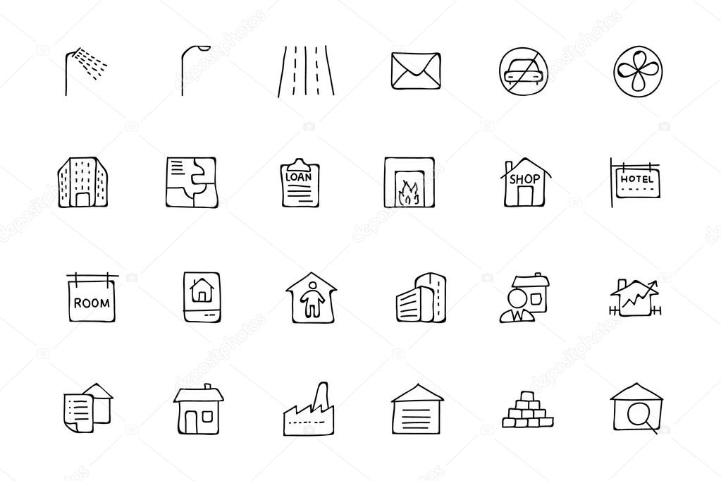 Real Estate Hand Drawn Doodle Icons 6