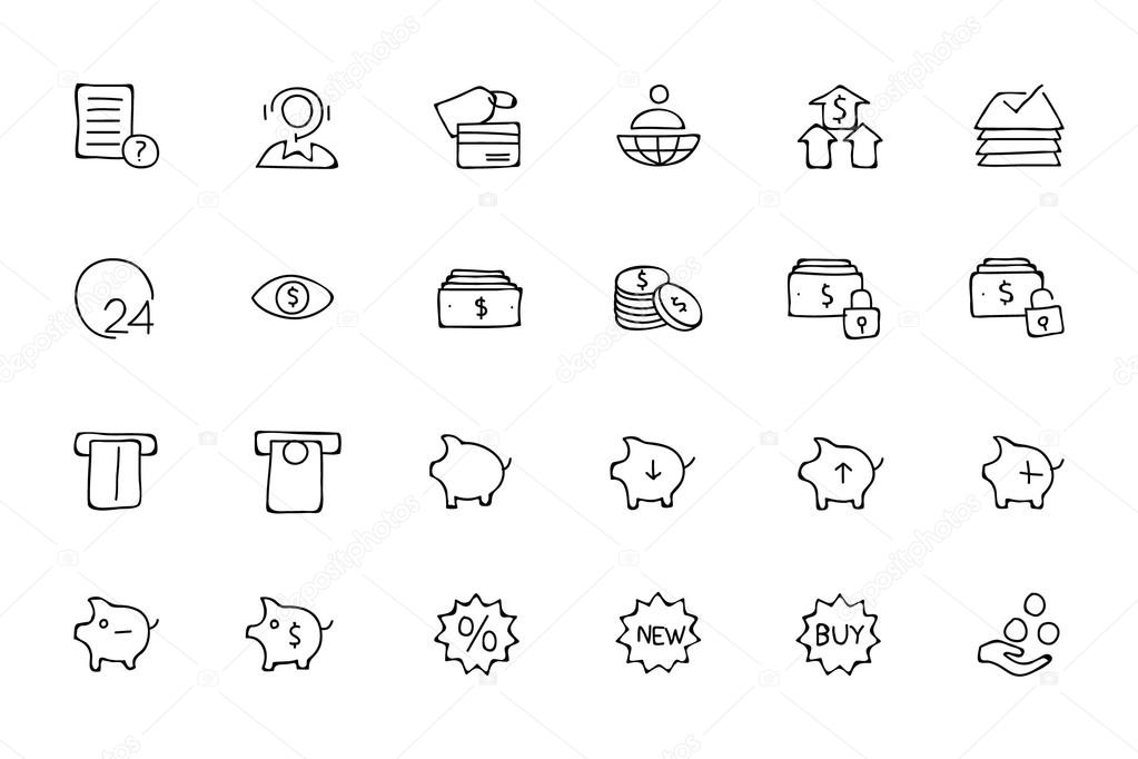 Finance Hand Drawn Doodle Icons 10