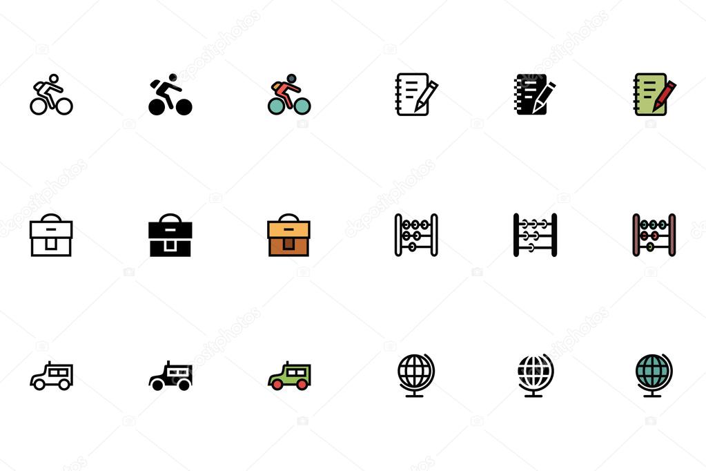 Education Outline, Filled and Colored Icons 2