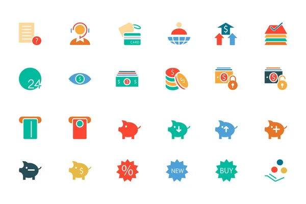 Banking and Finance Colored Vector Icons 10 — ストックベクタ