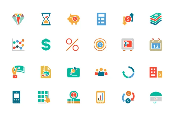 Banking and Finance Colored Vector Icons 7 — Stockový vektor