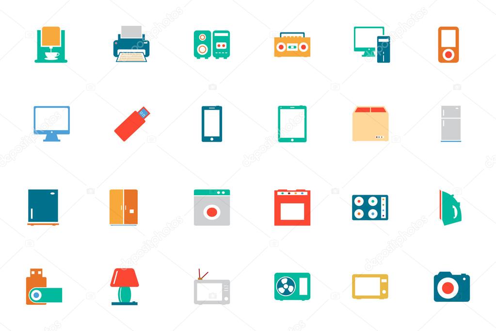 Electronics Colored Vector Icons 1