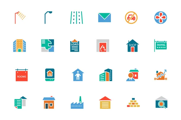 Real Estate Flat Vector Icons 6 — ストックベクタ