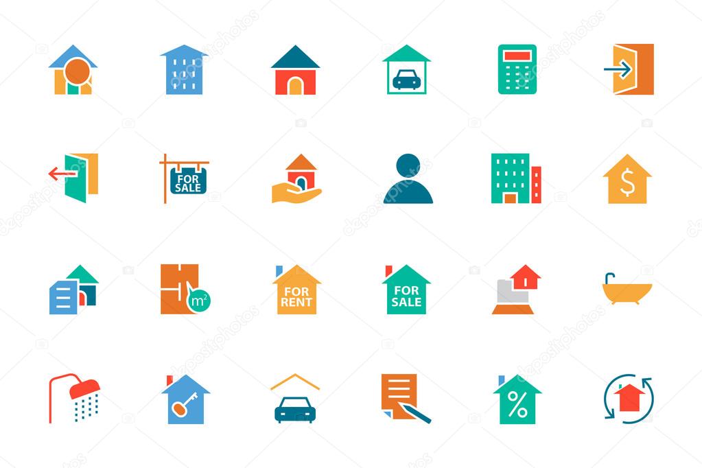 Real Estate Colored Vector Icons 1