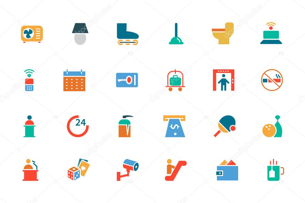 Hotel and Restaurant Colored Vector Icons 3