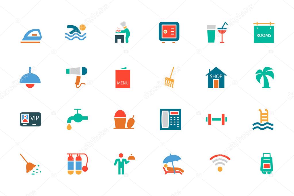 Hotel and Restaurant Colored Vector Icons 2