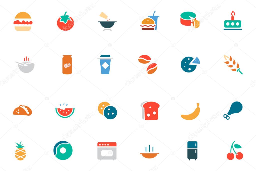Food and Drinks Vector Colored Icons 3