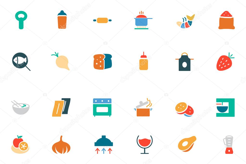 Food and Drinks Vector Colored Icons 8