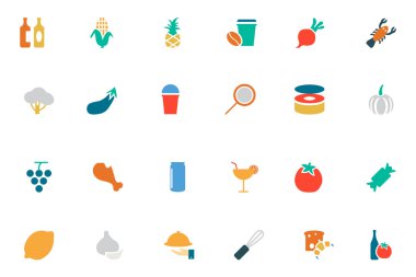 Food and Drinks Vector Colored Icons 16