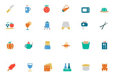 Food and Drinks Vector Colored Icons 17