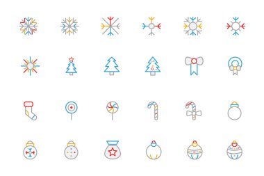 Christmas Colored Outline Icons 1 clipart