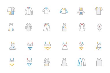 Clothes Colored Outline Vector Icons 1