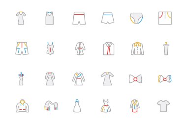 Clothes Colored Outline Vector Icons 3