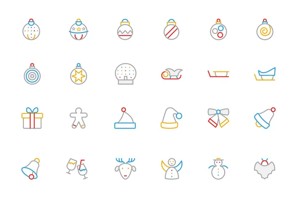 Icônes colorées de contour de Noël 2 — Image vectorielle
