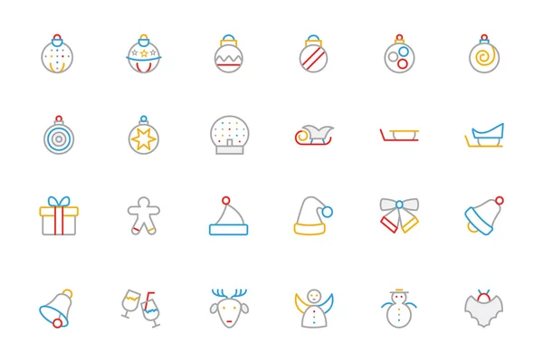 Christmas Colored Outline Icons 2 — Stock vektor