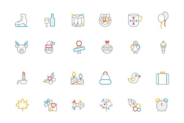 Christmas Colored Outline Icons 4 — 스톡 벡터