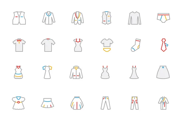 Clothes Colored Outline Vector Icons 2 — ストックベクタ