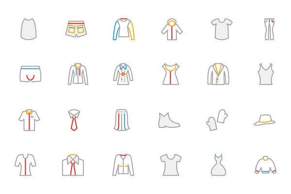 Цветная одежда Контур векторные иконки 4
