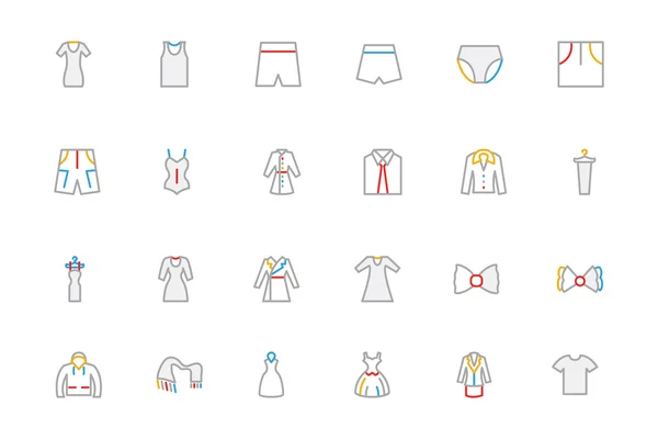 Clothes Colored Outline Vector Icons 3 — Wektor stockowy