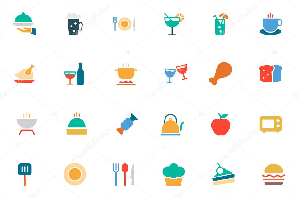 Food and Drinks Vector Colored Icons 1