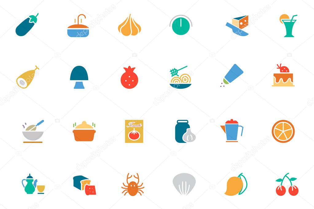 Food and Drinks Vector Colored Icons 10