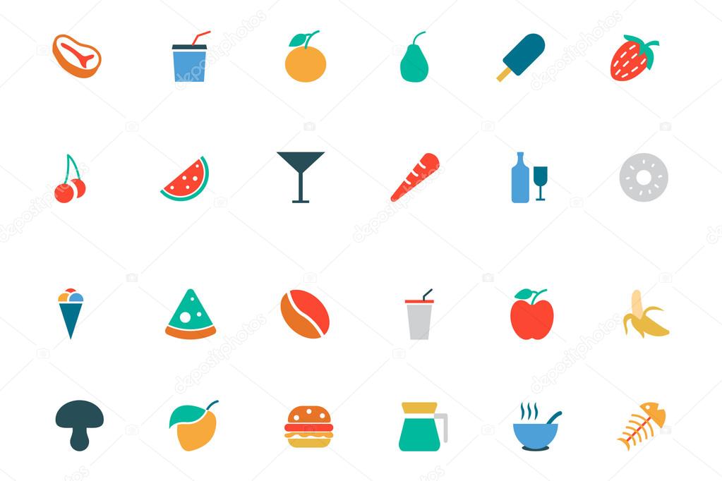 Food and Drinks Vector Colored Icons 14
