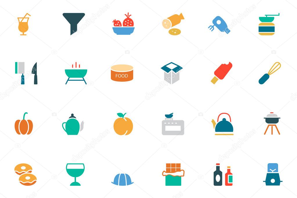 Food and Drinks Vector Colored Icons 12