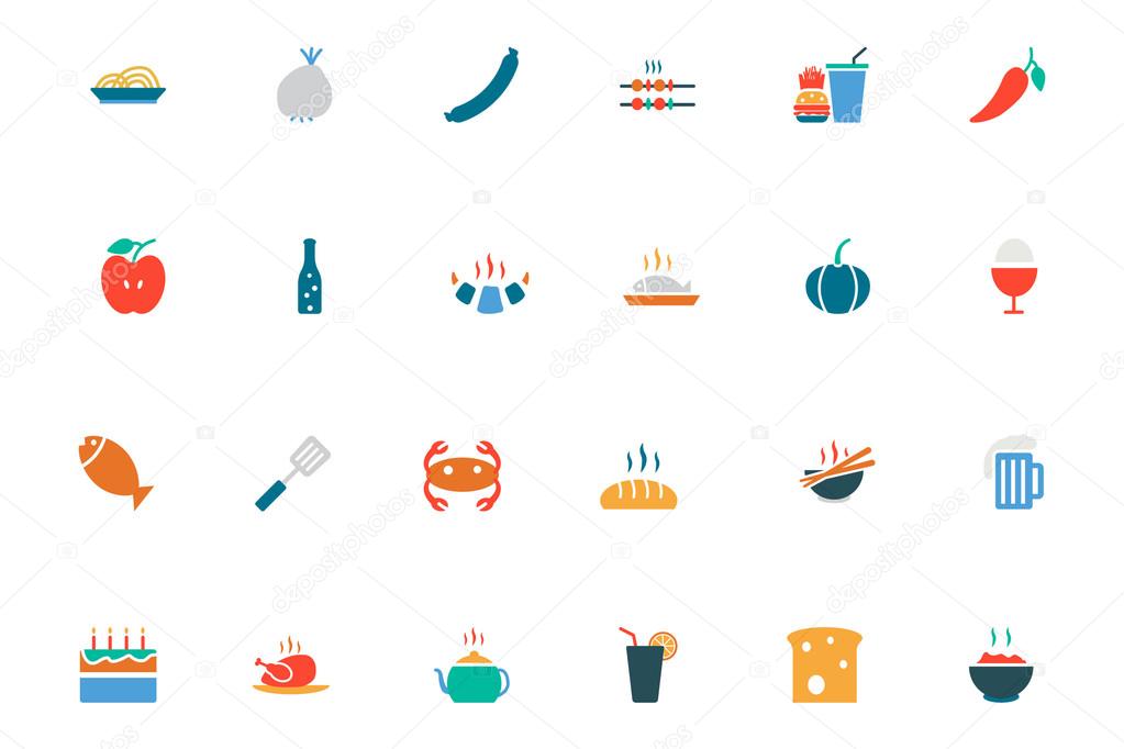 Food and Drinks Vector Colored Icons 15
