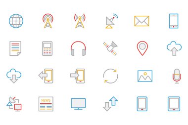 Communication Colored Outline Vector Icons 1