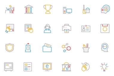 School and Education Colored Outline Vector Icons 4
