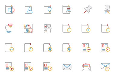 School and Education Colored Outline Vector Icons 7