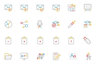 School and Education Colored Outline Vector Icons 8