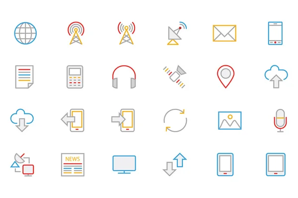 Communication Colored Outline Vector Icons 1 — Stock vektor