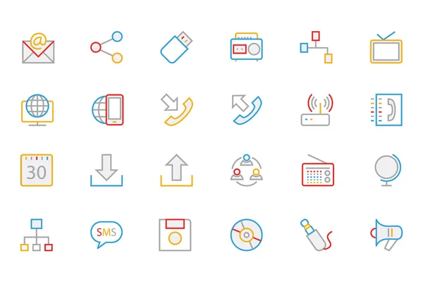 Communication Colored Outline Vector Icons 2 — Stok Vektör