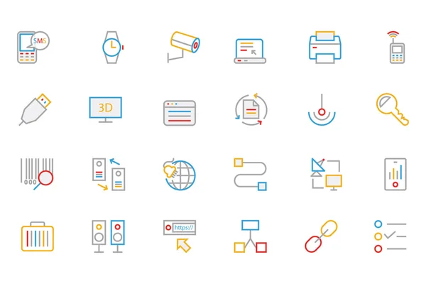 Communication Colored Outline Vector Icons 4 — 图库矢量图片