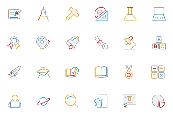 School and Education Colored Outline Vector Icons 2 — Διανυσματικό Αρχείο