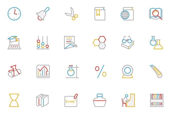 School and Education Colored Outline Vector Icons 5 — 图库矢量图片