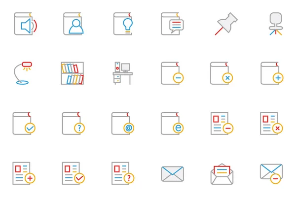 School and Education Colored Outline Vector Icons 7 — Stock vektor