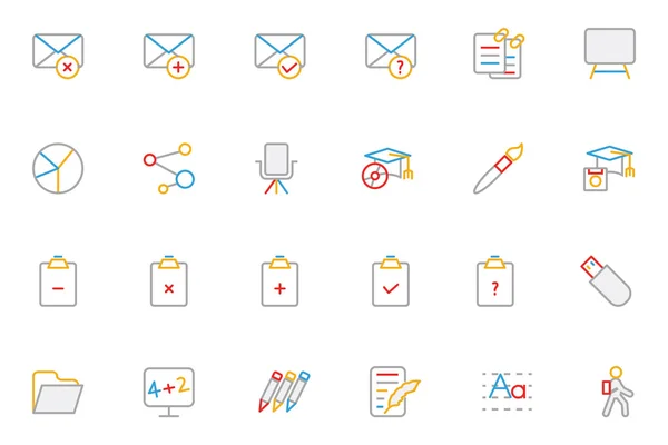 School and Education Colored Outline Vector Icons 8 — Stok Vektör