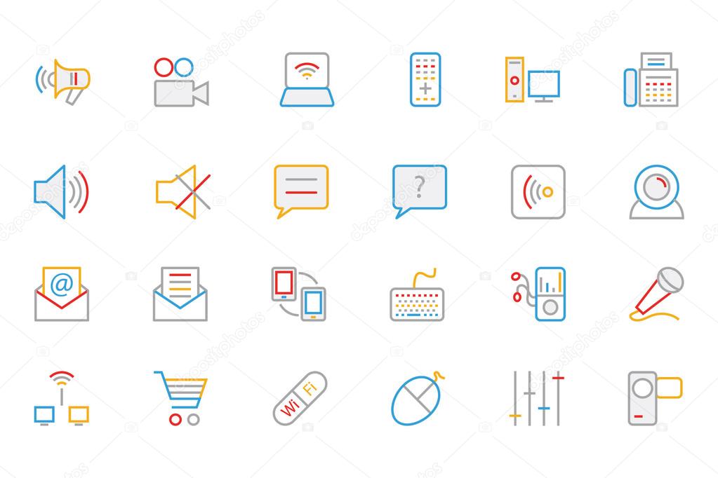 Communication Colored Outline Vector Icons 3