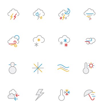 Weather Colored Outline Vector Icons 3