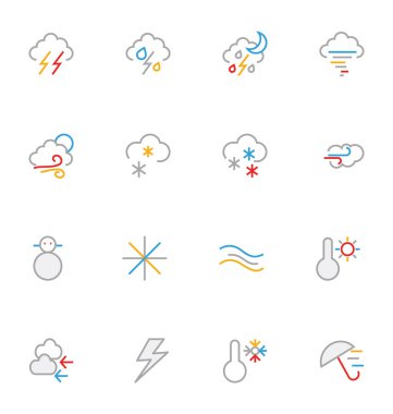 Weather Colored Outline Vector Icons 3
