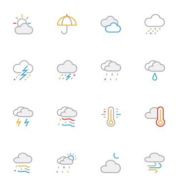 Weather Colored Outline Vector Icons 1