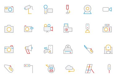 Electronics and Devices Colored Outline Icons 5