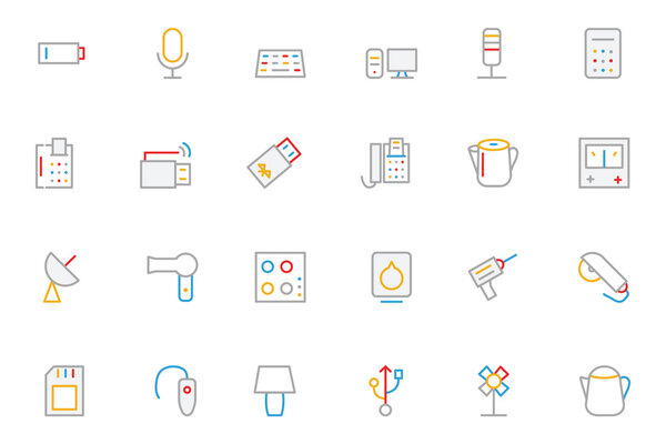 Electronics and Devices Colored Outline Icons 3