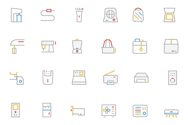 Electronics and Devices Colored Outline Icons 4 — Stock vektor