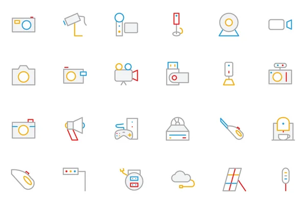 Electronics and Devices Colored Outline Icons 5 — Stok Vektör